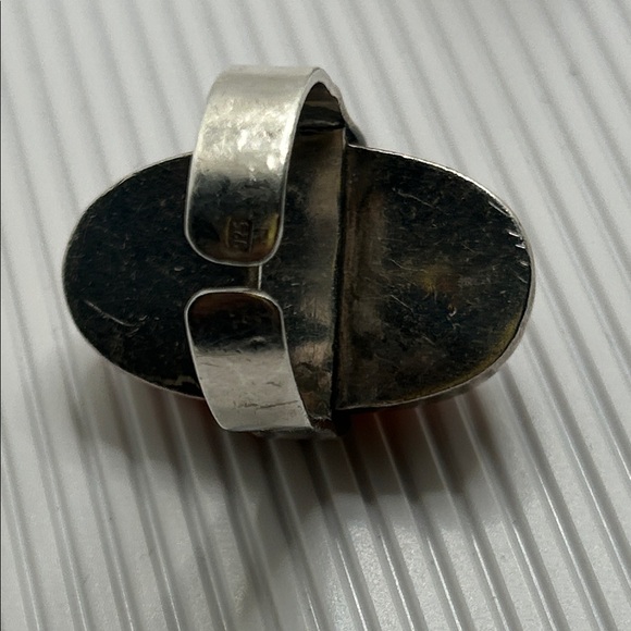 Vintage USSR Sterling Silver Amber Oval Statement Ring - Cognac Amber - Picture 8 of 8